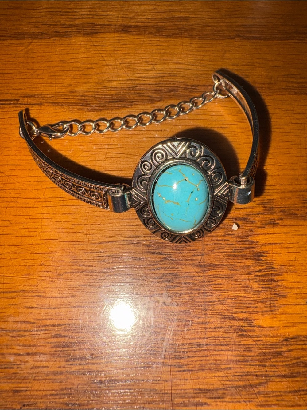 Turquoise howlite stone Silver-Tone Cuff Bracelet - Women Jewelry 6 3/4 inches
